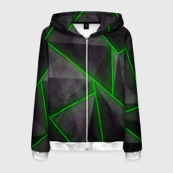 Толстовка 3D на молнии мужская Stripes Abstract green, цвет: 3D-белый