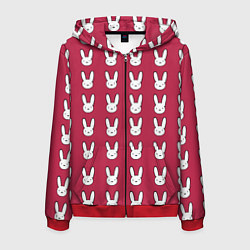 Толстовка 3D на молнии мужская Bunny Pattern red, цвет: 3D-красный
