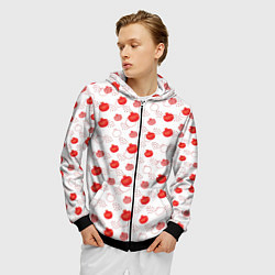 Толстовка 3D на молнии мужская Узор из сочных гранат, цвет: 3D-черный — фото 2
