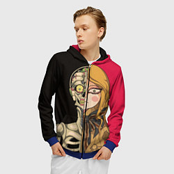 Толстовка 3D на молнии мужская M3GAN vs ANDROID, цвет: 3D-синий — фото 2