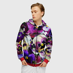 Толстовка 3D на молнии мужская Красивые анютины глазки, цвет: 3D-красный — фото 2