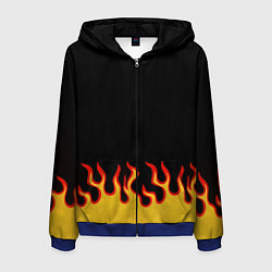Толстовка 3D на молнии мужская Горящее пламя, цвет: 3D-синий