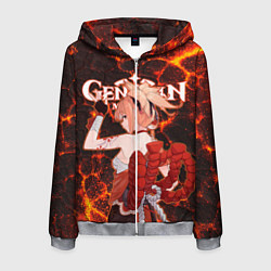 Толстовка 3D на молнии мужская Ёимия на фоне раскаленной лавы, цвет: 3D-меланж
