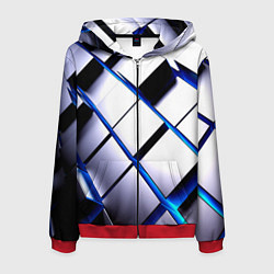 Толстовка 3D на молнии мужская Неоновые плиты киберпанк, цвет: 3D-красный