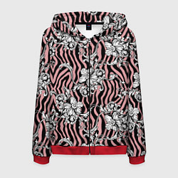 Толстовка 3D на молнии мужская Floral pattern - vanguard, цвет: 3D-красный