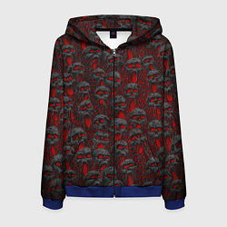 Толстовка 3D на молнии мужская Черепа ужасные кричат - паттерн, цвет: 3D-синий