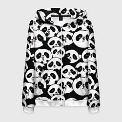Толстовка 3D на молнии мужская Весёлые панды, цвет: 3D-белый