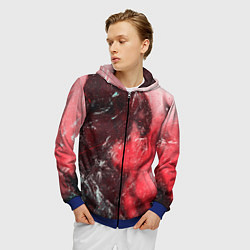 Толстовка 3D на молнии мужская Тени и красный туман, цвет: 3D-синий — фото 2
