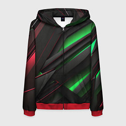 Мужская толстовка на молнии Объемная текстура с зеленым свечением