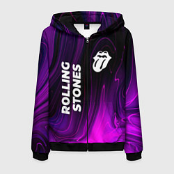 Толстовка 3D на молнии мужская Rolling Stones violet plasma, цвет: 3D-черный