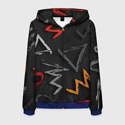 Толстовка 3D на молнии мужская Паттерн фигуры, цвет: 3D-синий