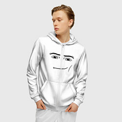 Толстовка 3D на молнии мужская Одежда Man Face Roblox, цвет: 3D-белый — фото 2
