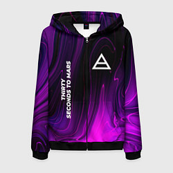 Толстовка 3D на молнии мужская Thirty Seconds to Mars violet plasma, цвет: 3D-черный