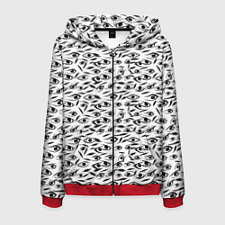 Толстовка 3D на молнии мужская Море глаз на белом фоне, цвет: 3D-красный