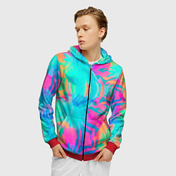 Толстовка 3D на молнии мужская Кислотный тай-дай: паттерн, цвет: 3D-красный — фото 2