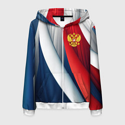 Толстовка 3D на молнии мужская Герб России абстракция, цвет: 3D-белый