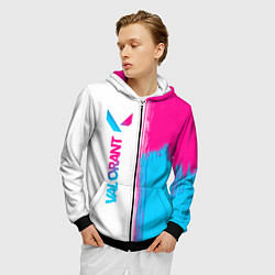 Толстовка 3D на молнии мужская Valorant neon gradient style: по-вертикали, цвет: 3D-черный — фото 2