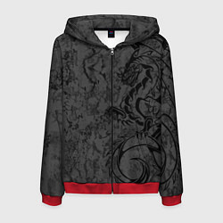 Мужская толстовка на молнии Black dragon - grunge