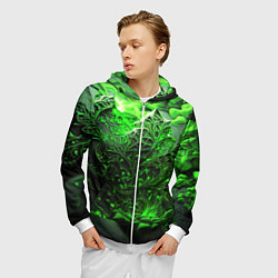 Толстовка 3D на молнии мужская Зеленая кислота, цвет: 3D-белый — фото 2