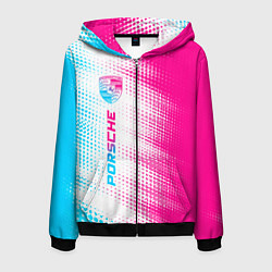 Мужская толстовка на молнии Porsche neon gradient style: по-вертикали