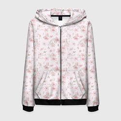 Мужская толстовка на молнии Акварельный паттерн цветов сакуры