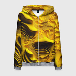 Толстовка 3D на молнии мужская Желтая объемная текстура, цвет: 3D-меланж