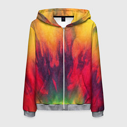 Толстовка 3D на молнии мужская Огненный тай дай, цвет: 3D-меланж