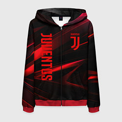 Толстовка 3D на молнии мужская Juventus black red logo, цвет: 3D-красный