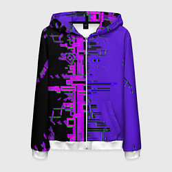 Мужская толстовка на молнии Кибер-глитч фиолетовый