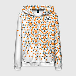 Толстовка 3D на молнии мужская Плитки Пенроуза в оранжево серой палитре, цвет: 3D-белый