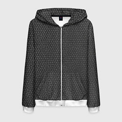 Толстовка 3D на молнии мужская Кожаная текстура, цвет: 3D-белый