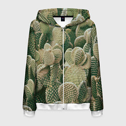 Толстовка 3D на молнии мужская Поле кактусов, цвет: 3D-белый