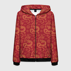 Мужская толстовка на молнии Dragon red pattern