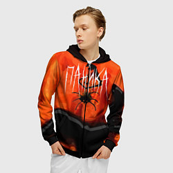 Толстовка 3D на молнии мужская Не паникуй, цвет: 3D-черный — фото 2