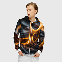 Толстовка 3D на молнии мужская Дрова в костре - нейросеть, цвет: 3D-белый — фото 2