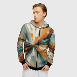 Толстовка 3D на молнии мужская Цветная абстракция - нейросеть, цвет: 3D-черный — фото 2