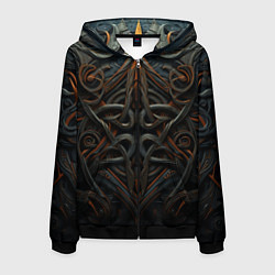 Толстовка 3D на молнии мужская Орнамент в викинг-стиле, цвет: 3D-черный