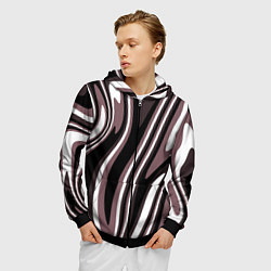 Толстовка 3D на молнии мужская Абстракция пыльно-розовый и чёрный, цвет: 3D-черный — фото 2