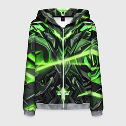 Мужская толстовка на молнии Зелёный кибер рыцарь