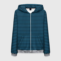 Толстовка 3D на молнии мужская Полосатый приглушённый синий, цвет: 3D-меланж