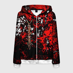 Толстовка 3D на молнии мужская Красная иллюстрация киберпанк, цвет: 3D-белый