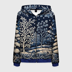 Толстовка 3D на молнии мужская Ледяные узоры нового года, цвет: 3D-синий