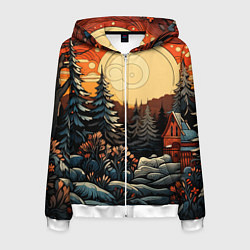 Толстовка 3D на молнии мужская Волшебная роспись, цвет: 3D-белый