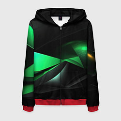 Мужская толстовка на молнии Трехмерность зеленой фигуры