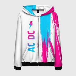 Толстовка 3D на молнии мужская AC DC neon gradient style по-вертикали, цвет: 3D-черный