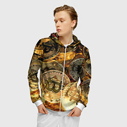 Толстовка 3D на молнии мужская Золото цифровой эры, цвет: 3D-белый — фото 2