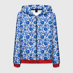 Толстовка 3D на молнии мужская Гжель классика, цвет: 3D-красный