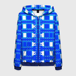 Мужская толстовка на молнии Синие и белые квадраты
