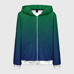 Толстовка 3D на молнии мужская Темно-зеленый и синий градиент, цвет: 3D-белый