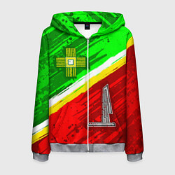 Толстовка 3D на молнии мужская Флаг Зеленограадского АО, цвет: 3D-меланж